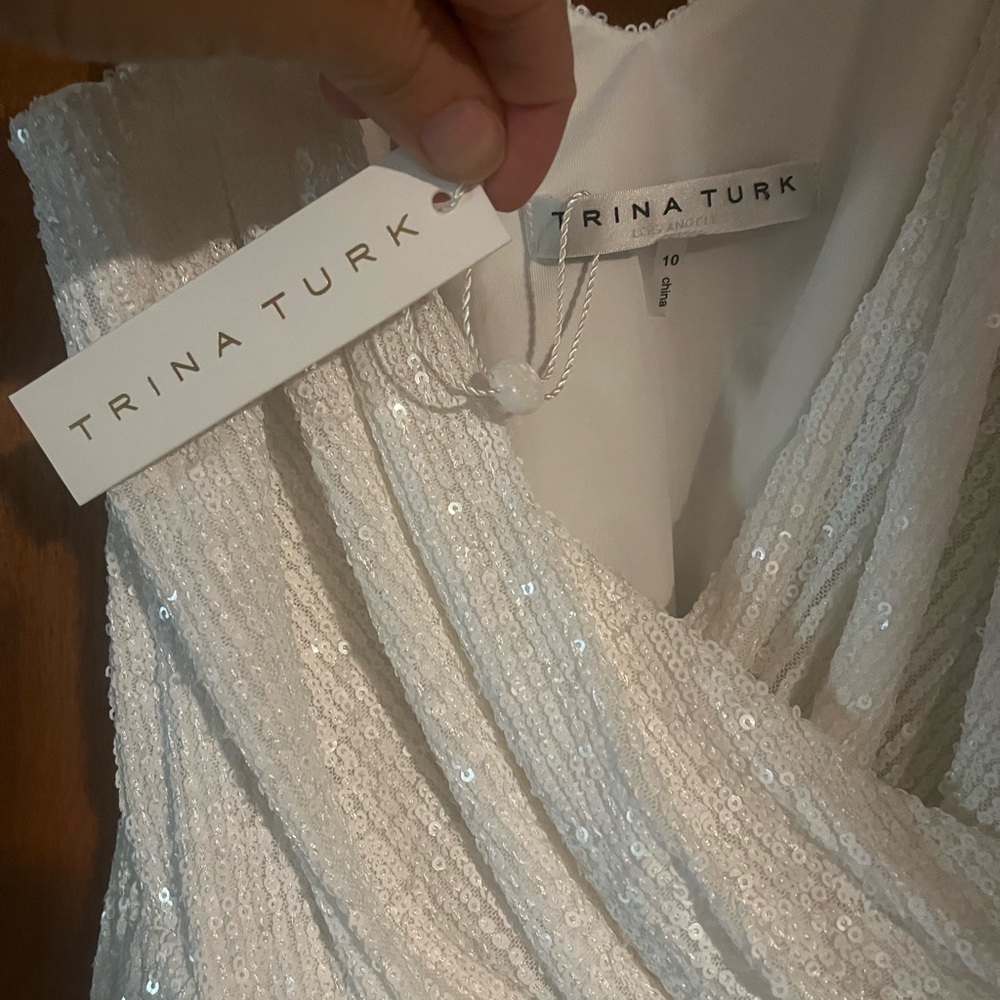 Trina Turk Ivory Sequin Gown